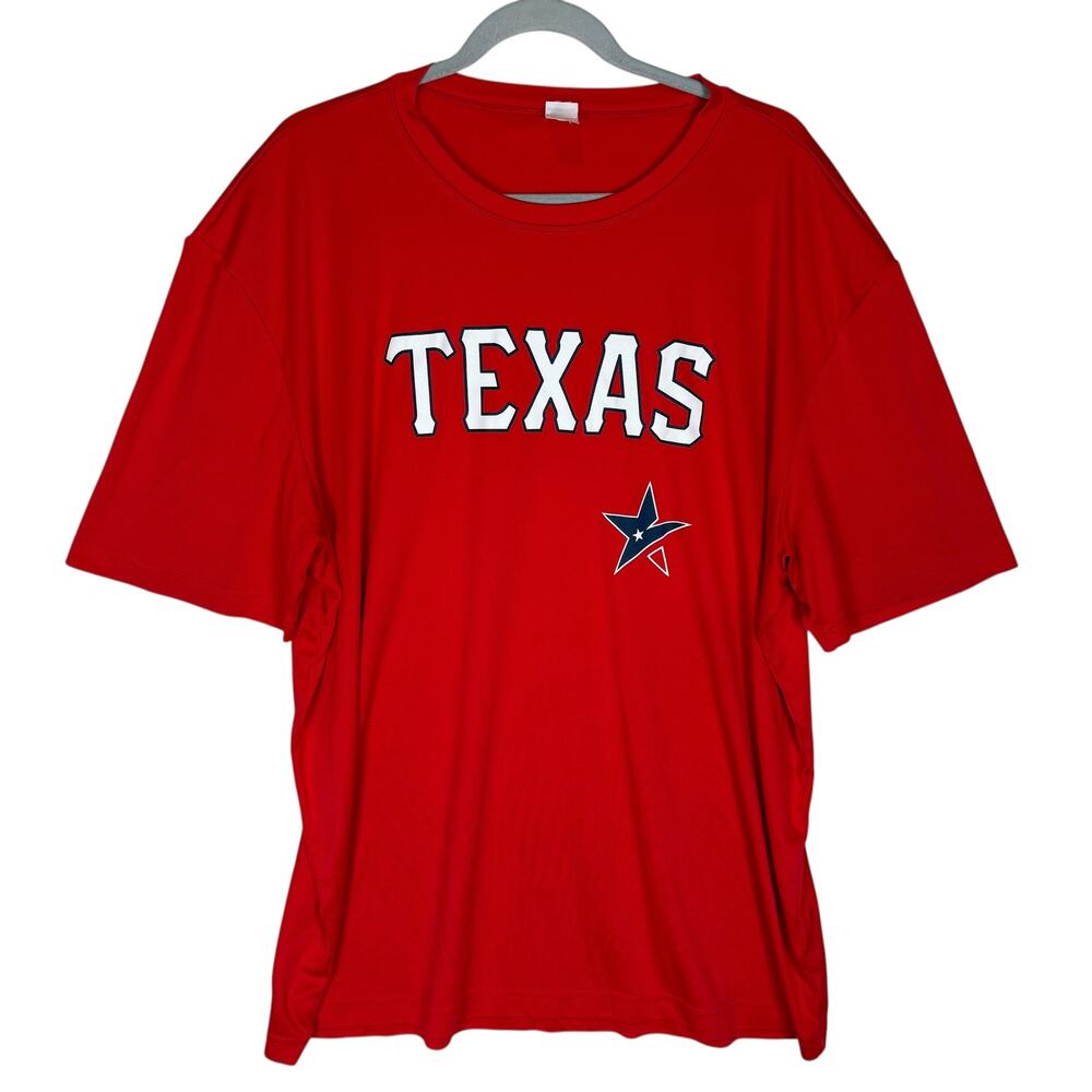 Sport-Tek Texas Rangers T-Shirt Mens 2XL Red Wordmark Short Sleeve Crew‎ Neck